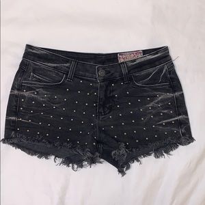 SIZE 25 SIWY DENIM SILVER STUDDED BLACK SHORTS